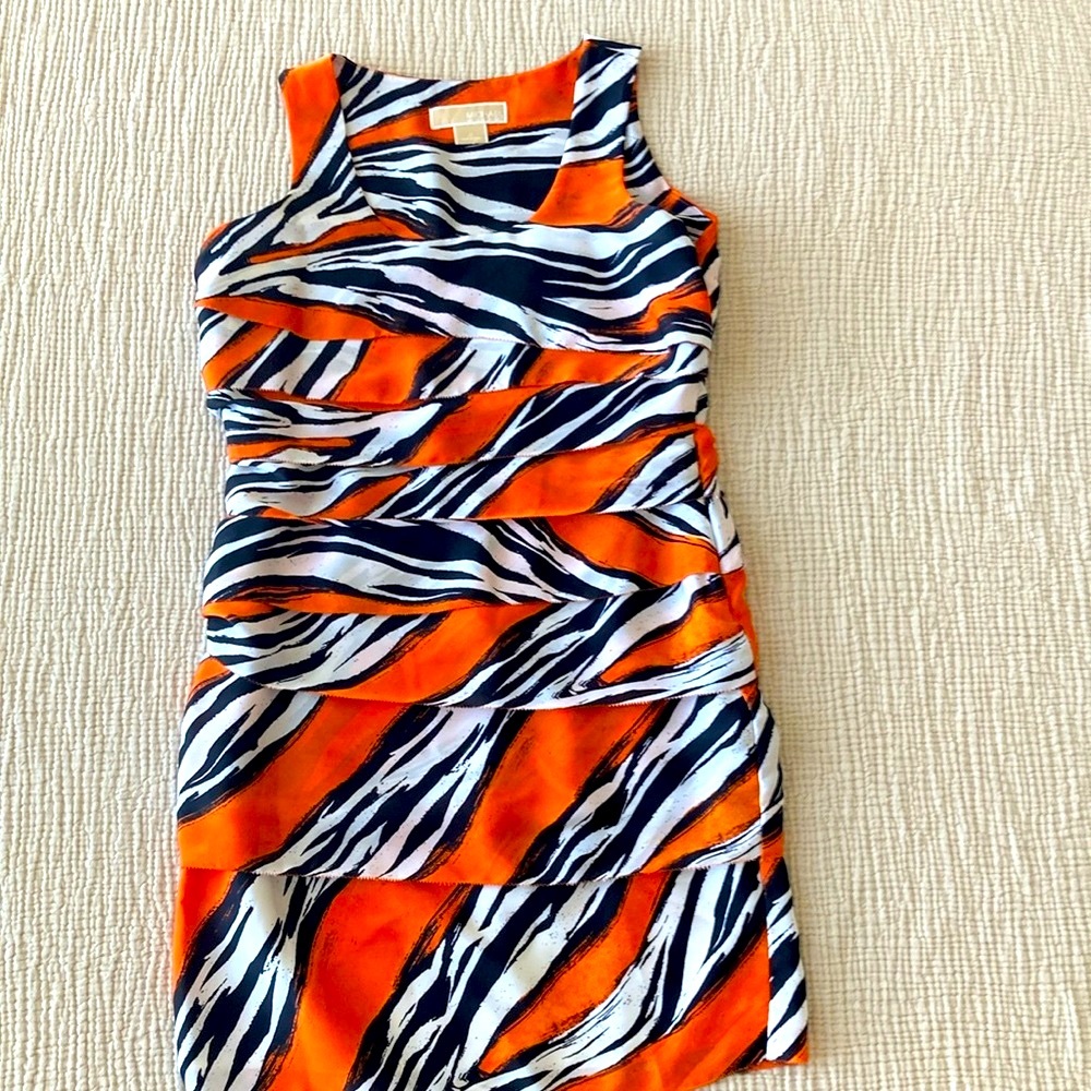 MICHAEL Michael Kors Layered Orange, Black, and White Dress Size 4